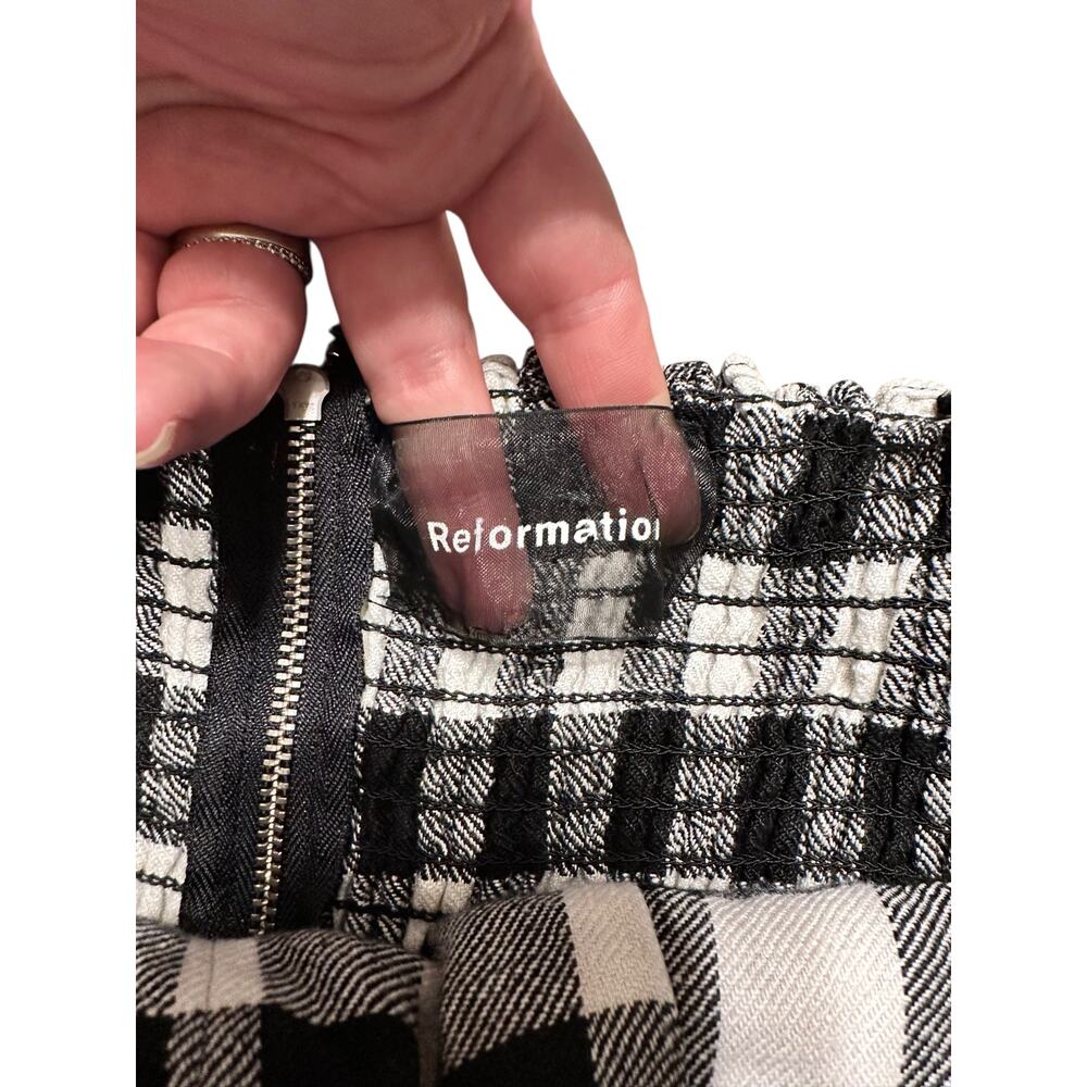 Reformation Hattie Off the Shoulder Women's Linen Plaid Dress Gingham Size 2 - Picture 4 of 10